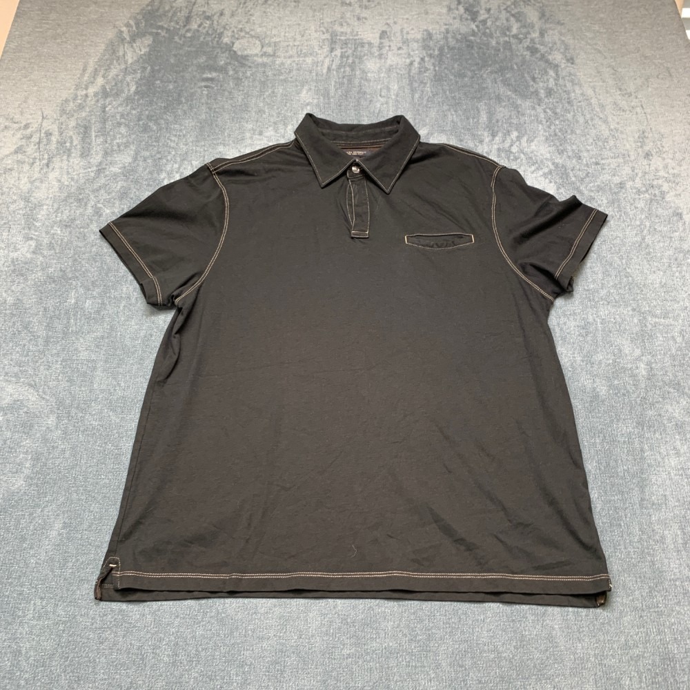 Banana Republic Fitted Pima Polo Shirt Mens Large Black Cotton Golf Performance